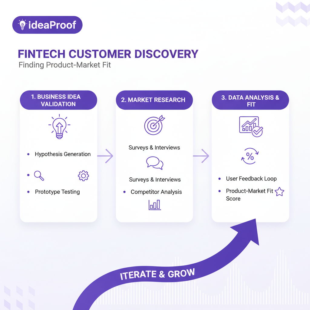 A flowchart showing the iterative cycle of customer discovery